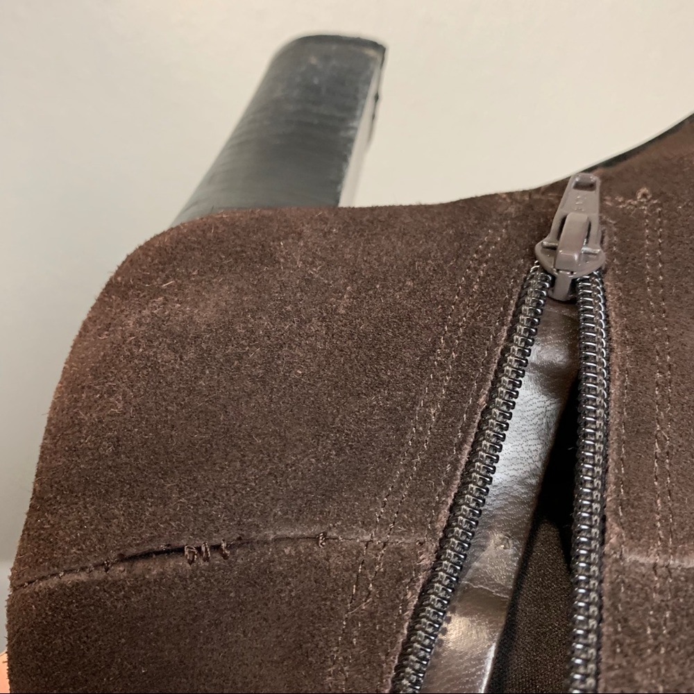 VINTAGE Apostrophe knee high leather boots Sz 7 brown soft suede stacked heel - Picture 13 of 15